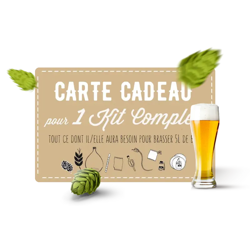 CARTE CADEAU POUR 1 KIT COMPLET AU CHOIX BRASSAGE ARTISANAL 5L - Mon Kit à  Bière - Kit de brassage pour réaliser une bonne bière maison